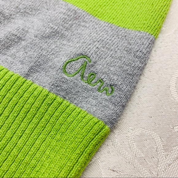 Neon Green & Gray Stripe Spring Sweater TRENDY M - Picture 4 of 7